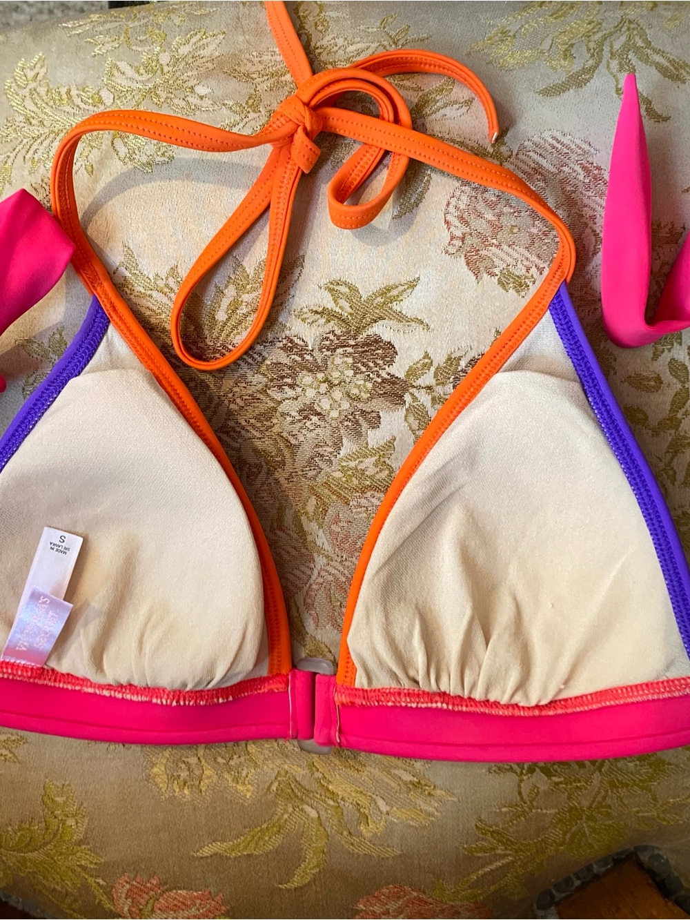 Victoria's Secret Vivid Purple Orange Pink Bikini Top S & Swim Skirt M Beach Set - Picture 11 of 13